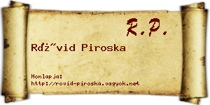 Rövid Piroska névjegykártya